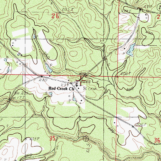 Topographic Map of Red Creek Church, MS