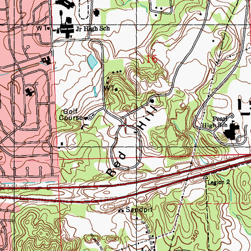 Topographic Map of Red Hill, MS