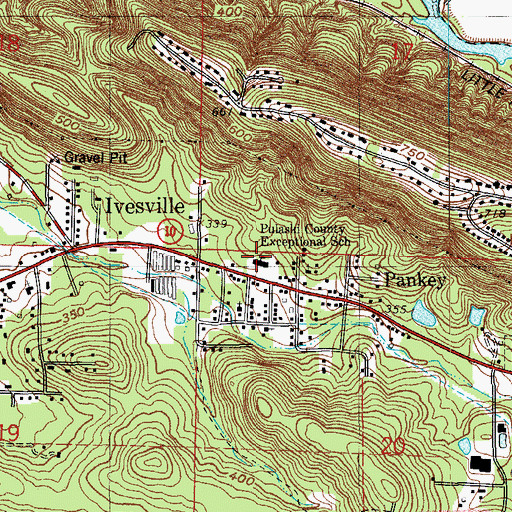 Topographic Map of Pulaski County Exceptional School, AR