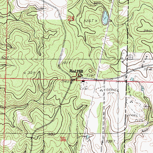 Topographic Map of Red Hill Church, MS