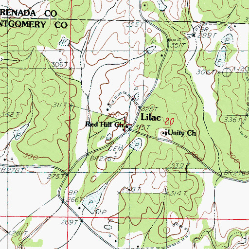 Topographic Map of Red Hill Church, MS