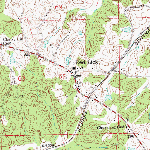 Topographic Map of Red Lick, MS