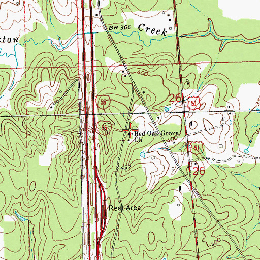 Topographic Map of Red Oak Grove Church, MS
