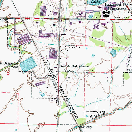 Topographic Map of Red Oak Grove Church, MS