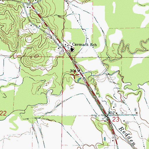 Topographic Map of Redden Branch, MS