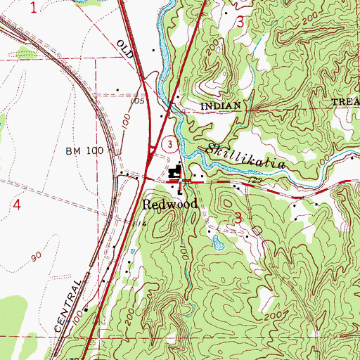 Topographic Map of Redwood, MS