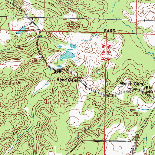Topographic Map of Reed Cemetery, MS