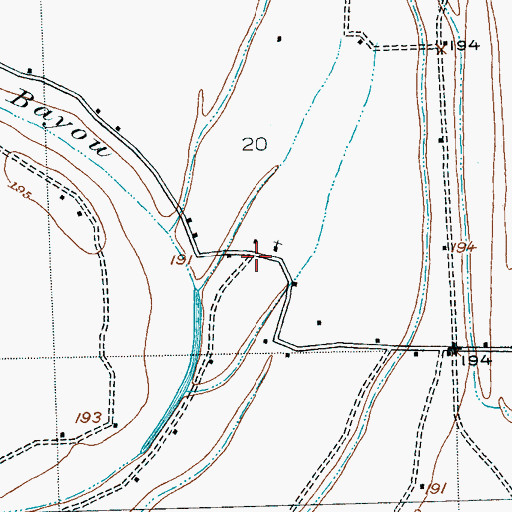Topographic Map of Delta Hills of Pritchard School, MS