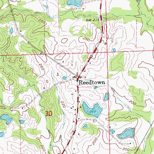 Topographic Map of Reedtown, MS