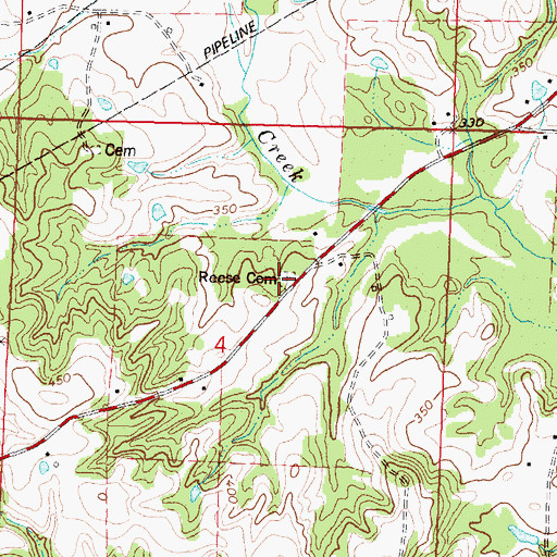Topographic Map of Reese Cemetery, MS