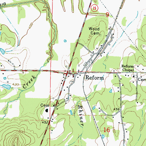 Topographic Map of Reform, MS