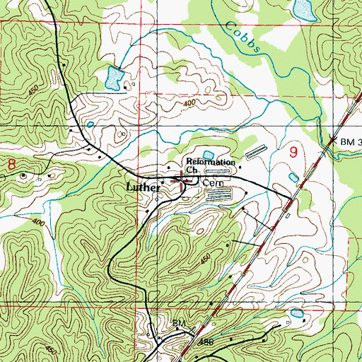 Topographic Map of Reformation Cumberland Presbyterian Church, MS