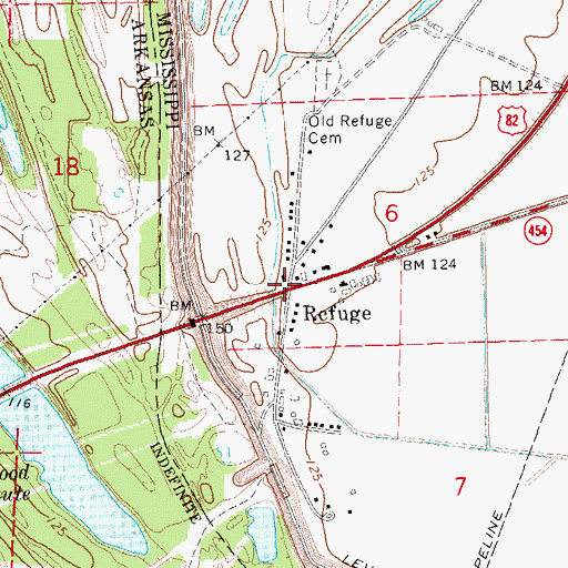 Topographic Map of Refuge, MS