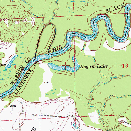 Topographic Map of Regan Lake, MS