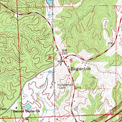 Topographic Map of Reganton, MS