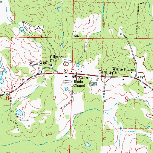 Topographic Map of Reids Chapel, MS