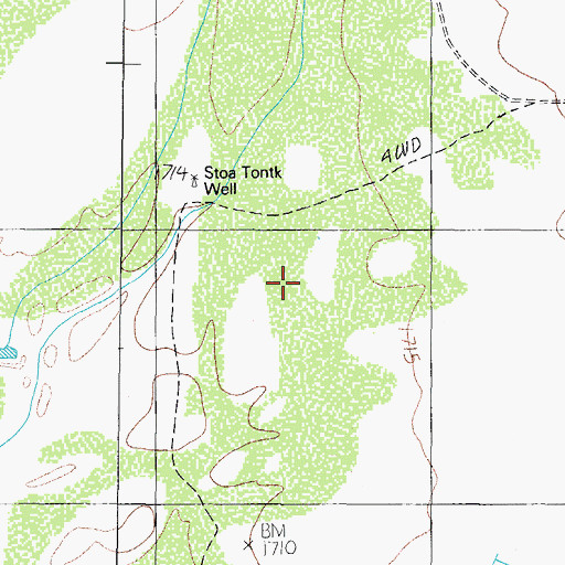 Topographic Map of Kom Vo Valley, AZ