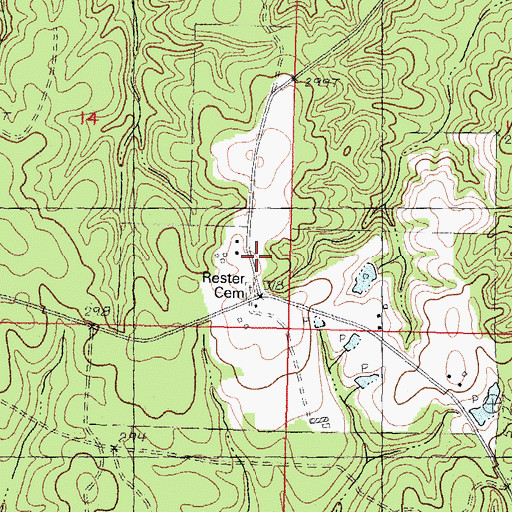 Topographic Map of Rester Cemetery, MS