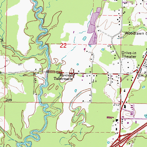 Topographic Map of Revival Tabernacle, MS