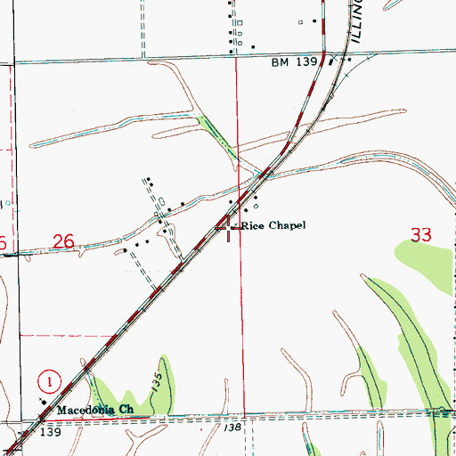 Topographic Map of Rice Chapel, MS