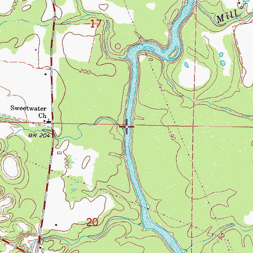 Topographic Map of Rice Mill Creek, MS