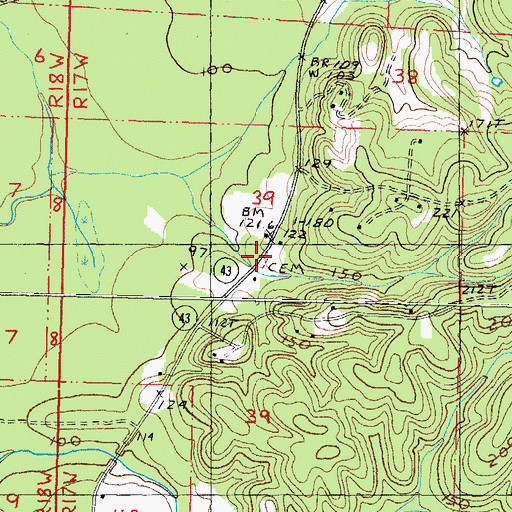 Topographic Map of Richie Cemetery, MS