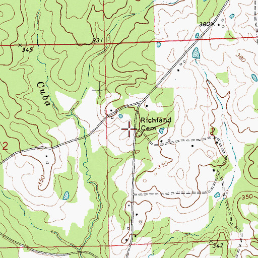 Topographic Map of Richland Cemetery, MS