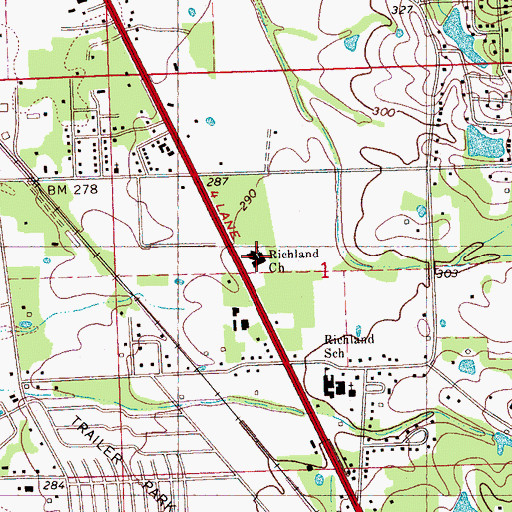 Topographic Map of Richland Church, MS