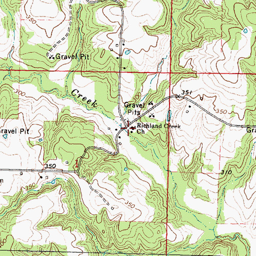 Topographic Map of Richland Creek Church, MS