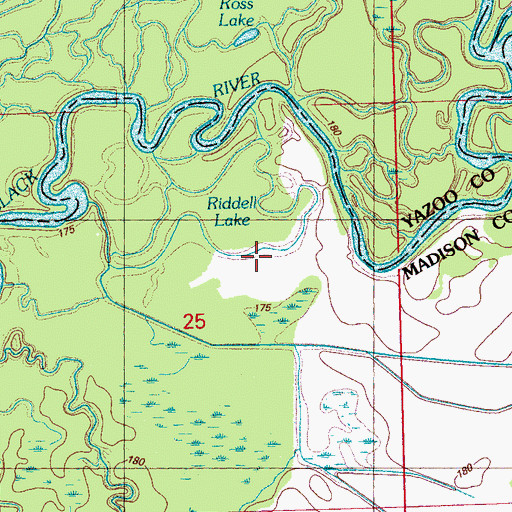 Topographic Map of Riddell Lake, MS