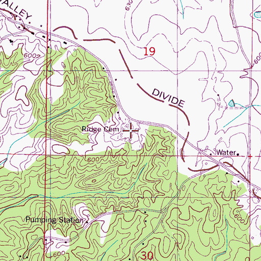 Topographic Map of Ridge Cemetery, MS
