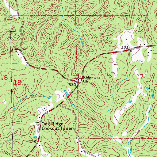 Topographic Map of Ridgeway Church, MS