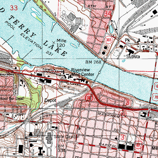Topographic Map of Riverview Medical Center, AR