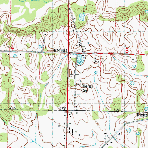 Topographic Map of Rienzi Cemetery, MS