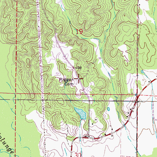 Topographic Map of Riggan Cemetery, MS