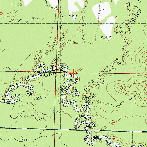 Topographic Map of Riley Creek, MS