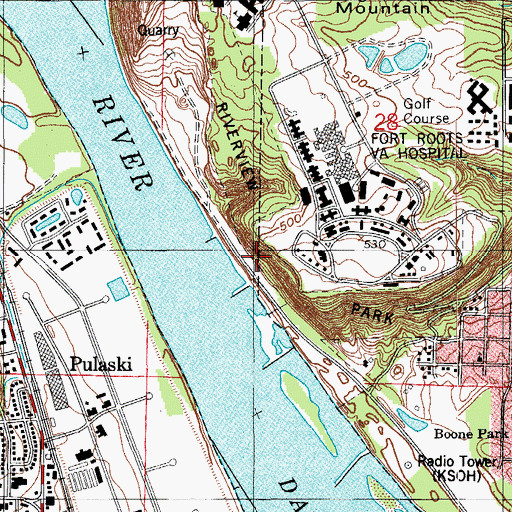 Topographic Map of Riverview Park, AR