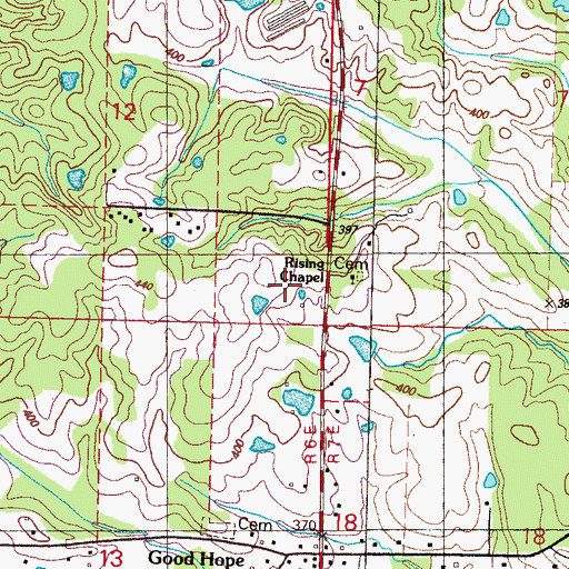 Topographic Map of Rising Chapel, MS