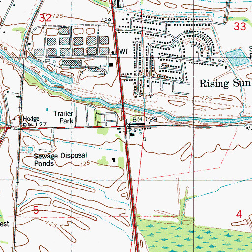 Topographic Map of Rising Sun, MS