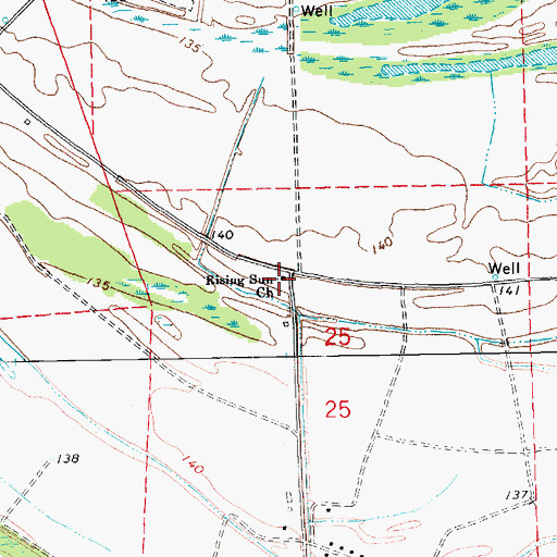 Topographic Map of Rising Sun Church, MS