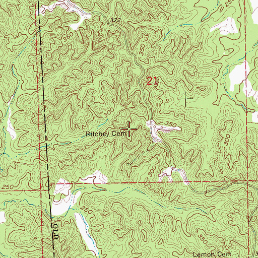 Topographic Map of Ritchey Cemetery, MS