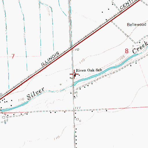 Topographic Map of Riven Oak School, MS