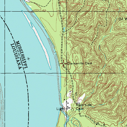 Topographic Map of Riverside Cemetery, MS