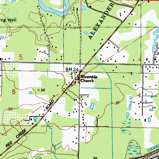 Topographic Map of Riverside Baptist Church, MS