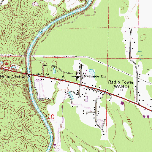 Topographic Map of Riverside Church, MS