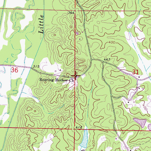 Topographic Map of Roaring Hollow Church, MS