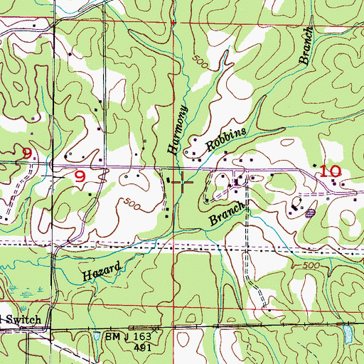 Topographic Map of Robbins Branch, MS