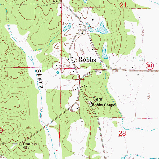 Topographic Map of Robbs, MS