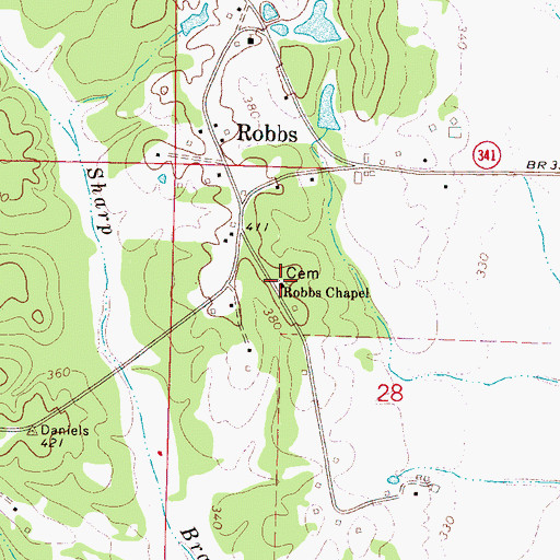 Topographic Map of Robbs Chapel, MS