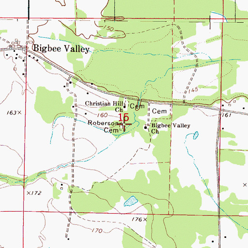 Topographic Map of Roberson Cemetery, MS